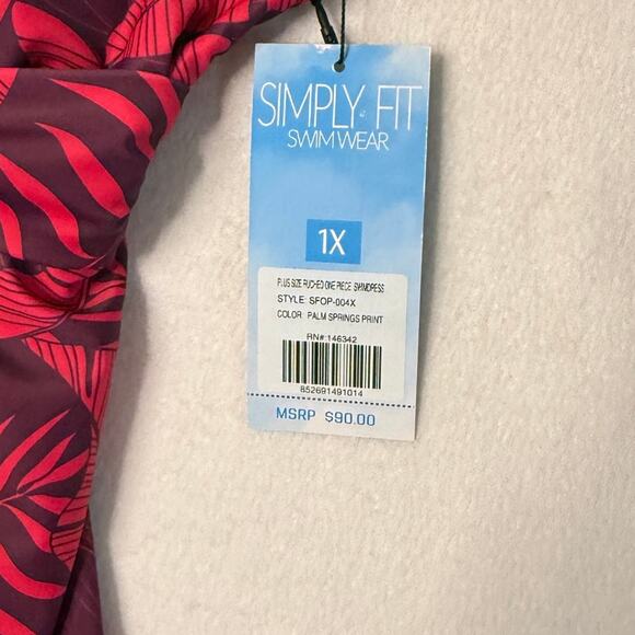 Slim Fit One Piece Tropical Swimwear Size 1X - Picture 11 of 12